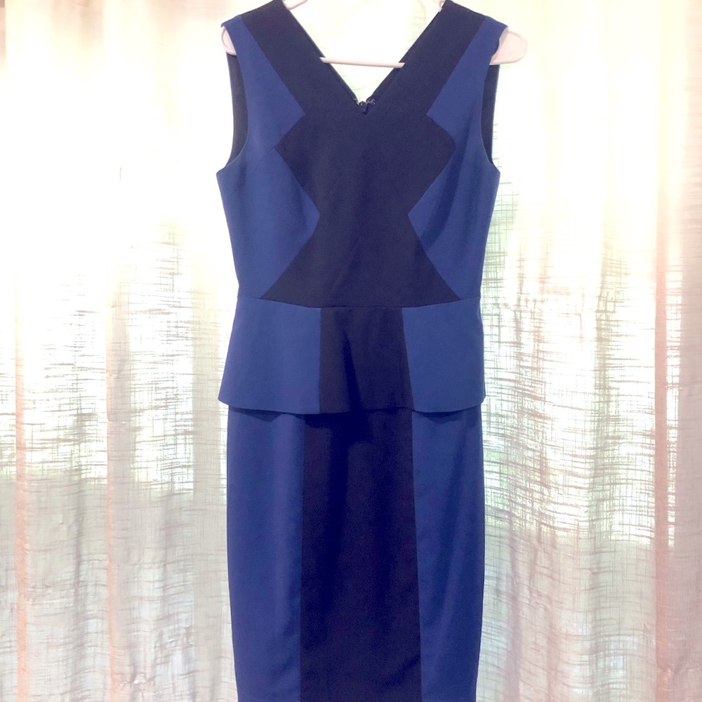 BCBG MAXAZRIA blue and black dress
